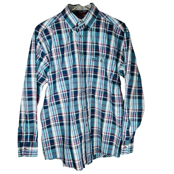 Wrangler George Strait Cowboy Cut Medium Plaid Western Country - Picture 1 of 4